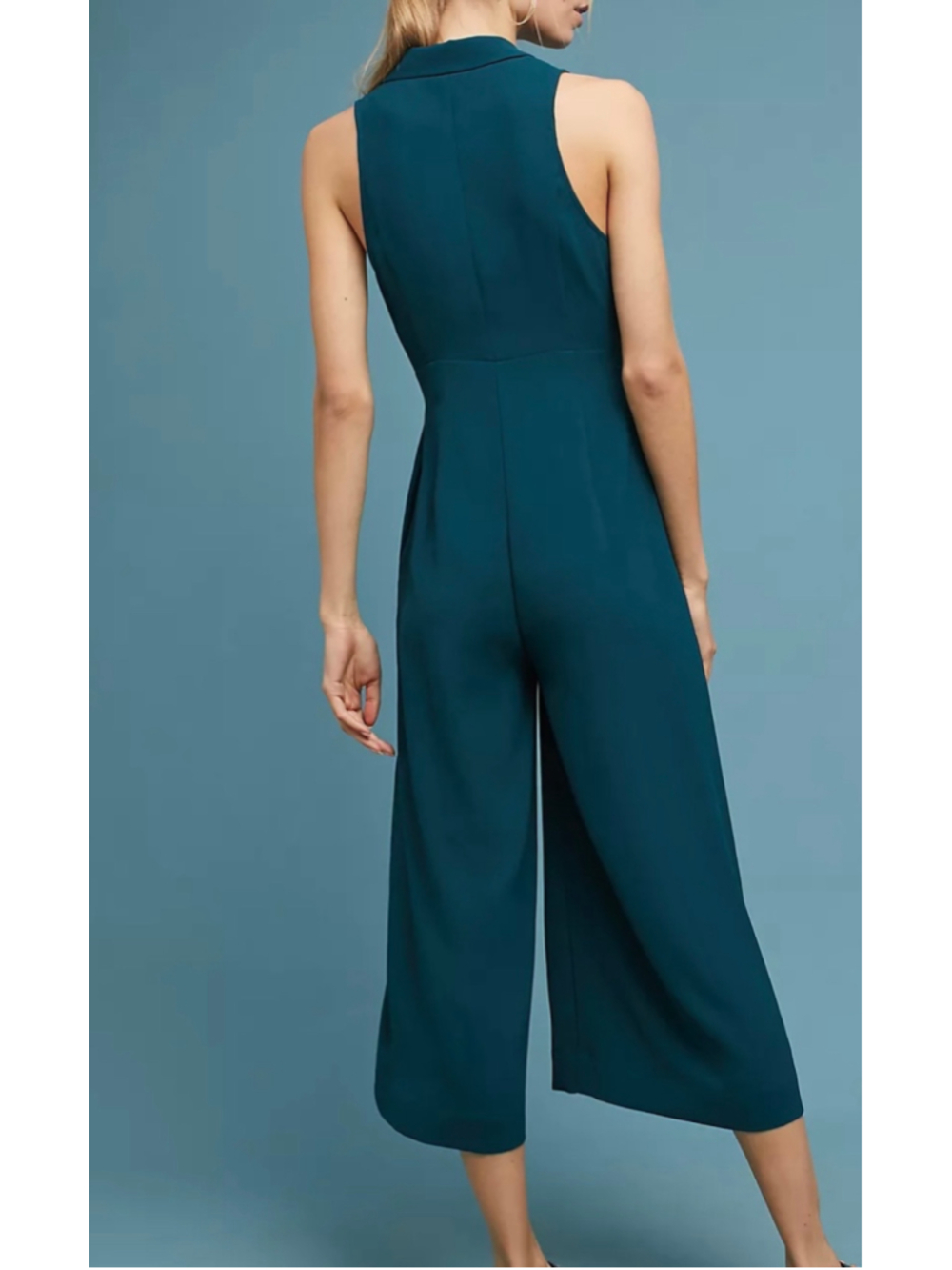 Anthropologie Maeve Seymour Tie-Waist Jumpsuit Deep Teal Size 6 - Picture 2 of 12